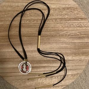 Double Strand Black Leather Bolo Necklace